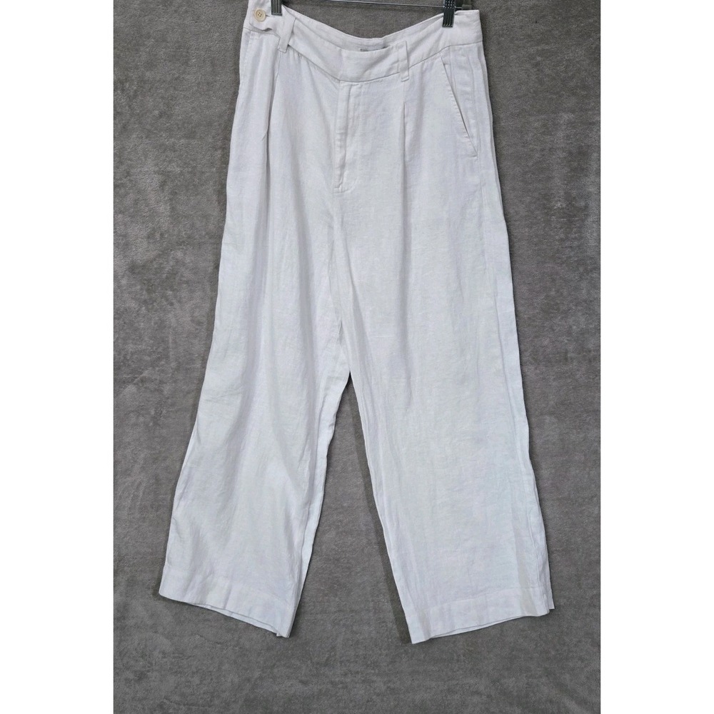 Madewell White The Harlow Wide-Leg High Rise Pant 100% Linen 10 Lagenlook